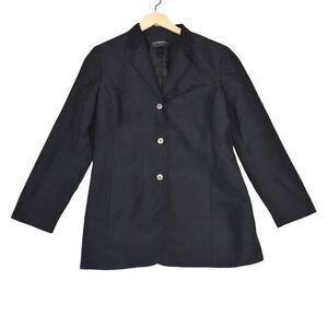 Liz Claiborne Collection Black Silk Blazer Jacket Size 12 Minimalist Officewear
